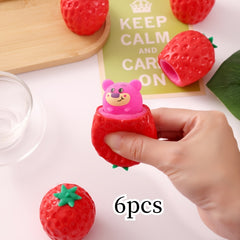 Soft Strawberry Bears Sensory Fidget Toys Set of 8pcs