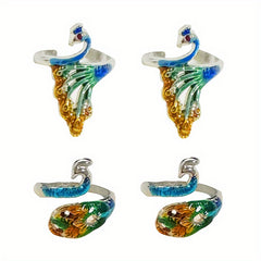 4pcs Crochet Rings Thread Lead Ring Peacock Yarn Guide Finger Holder Ethnic Knit