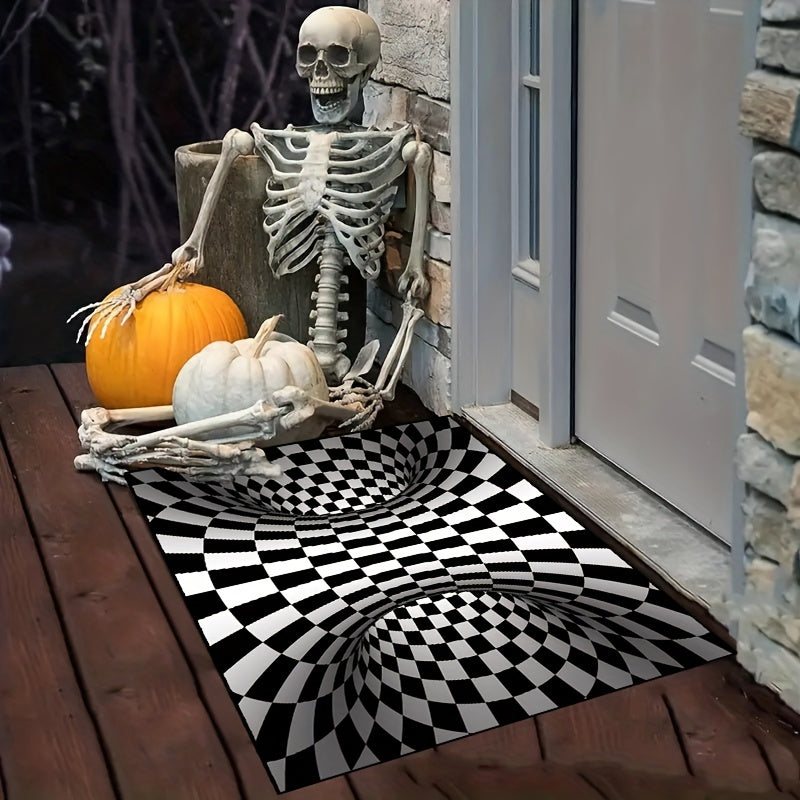 3D Illusion Door Floor Mat Geometric Optical Doormat Non slip Halloween Carpet