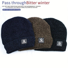 Chenille Letter Beanie Winter Knitted Hat Ear Protection Warm Beanies