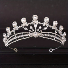 Silvery Crystal Queen Crown Tiara Rhinestone Wedding Tiaras Women Prom Crowns