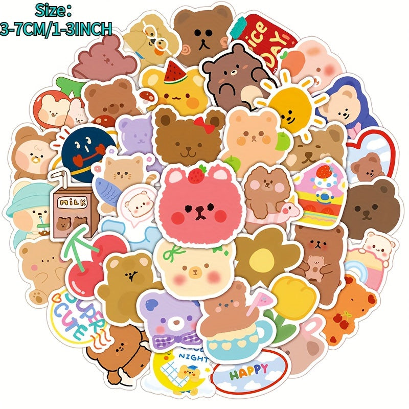 50pcs Bear Series Graffiti Stickers for Phones Laptops Scrap - Fun Animal Decals