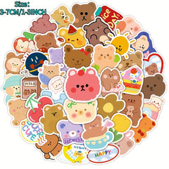 50pcs Bear Series Graffiti Stickers for Phones Laptops Scrap - Fun Animal Decals