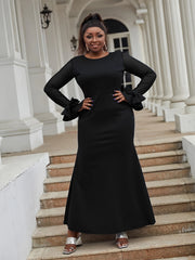 Satin Mesh Long Sleeve Maxi Dress Women's Bridal Wedding Party Dress