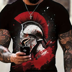 Helmet Pattern Print Men's Short Sleeve T-shirt Graphic Tee