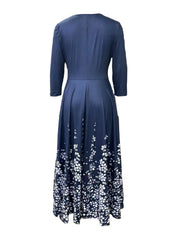Floral Print V Neck Midi Dress Women's Clothing