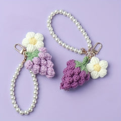 Creative Fruit Key Chain for Girls Hand Woven Accessory for Backpack Purse Car