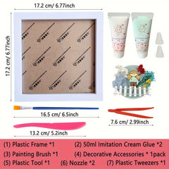 DIY Picture Frame Art Craft Kit Cream Glue Stone Set