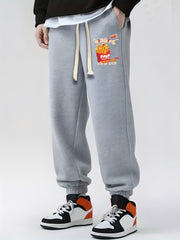 French Fries Print Drawstring Sweatpants Loose Fit Pants Men's