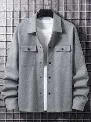 Men's Solid Jacket Spring Autumn Button Up Jacket For Males