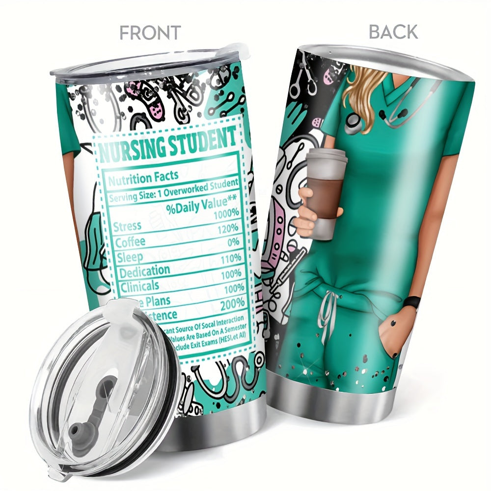20oz Stainless Steel Nurse Pattern Tumbler Cup