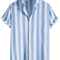 Stripe Print Casual Short Sleeve Shirt for Men