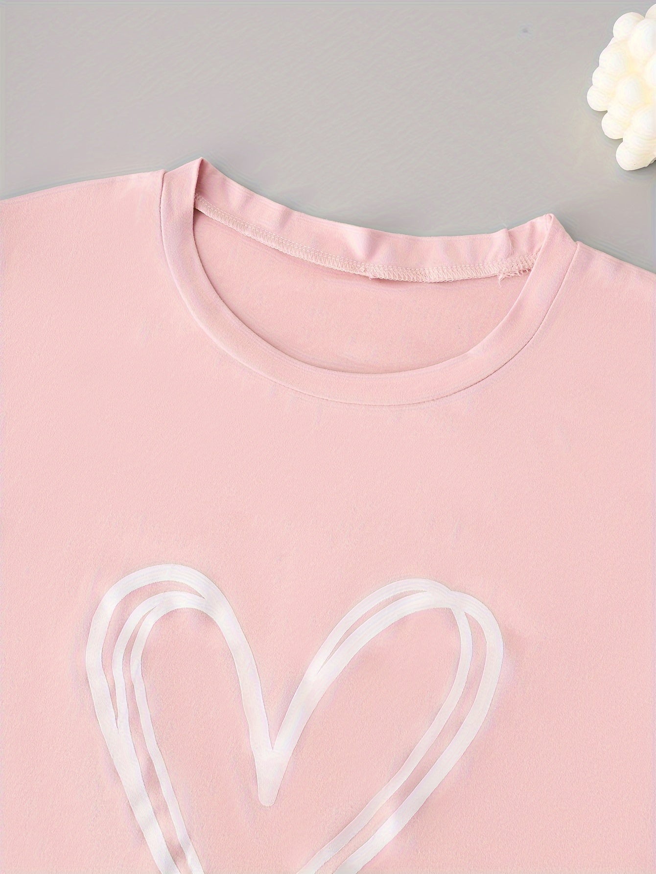 Heart Print NightDress Short Sleeve Pajama Dress Women's Sleepwear
