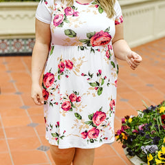 Floral Print Short Sleeve Smock Dress