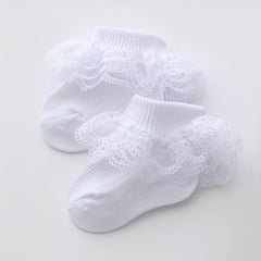 5pairs Baby Girls Lace Ruffle Socks Mesh Breathable Princess Socks
