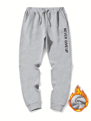 Never Give Up Letter Print Graphic Joggers Men's Sweatpants