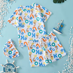Boys Elephant & Giraffe Print Swimming Suit Set
