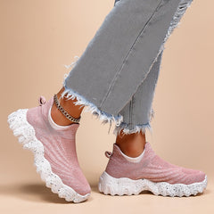 Women's Knitted Running Shoes Lightweight Slip On Sports Shoes