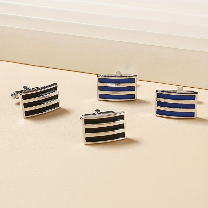 Rectangular Striped Paint French Cufflinks Suit Sleeve Nail