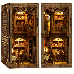 3D Puzzle Bookshelf Dark Brown Wooden Jigsaw Model Decorative Bookend