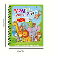6pcs Water Painting Activity Books with Colorful Pens - Animals & Nature Themes