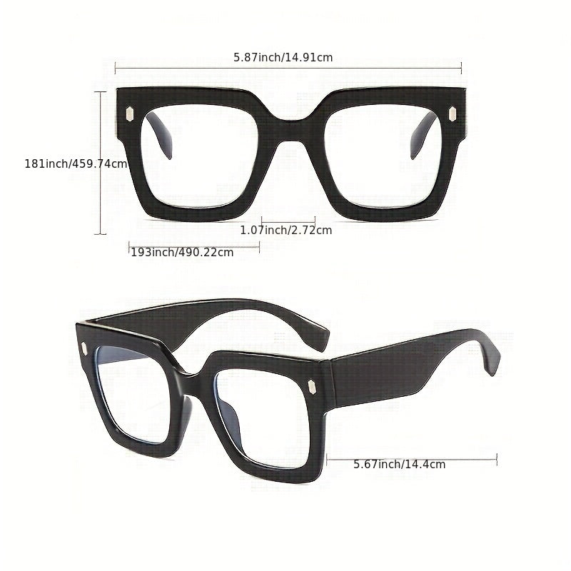 Square Large Frame Glasses Clear Lens Light Blocking Glasses Women Ladies