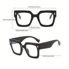 Square Large Frame Glasses Clear Lens Light Blocking Glasses Women Ladies