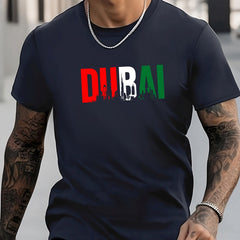 Colorful DuBai Print Men's Graphic Crew Neck Active T-shirt