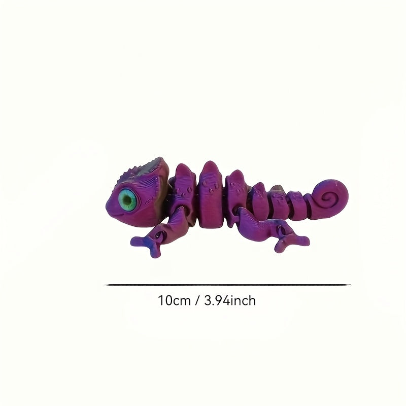 3D Printed Rainbow Chameleon Model Realistic Eyes Soft Limbs Vibrant Scales