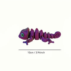 3D Printed Rainbow Chameleon Model Realistic Eyes Soft Limbs Vibrant Scales