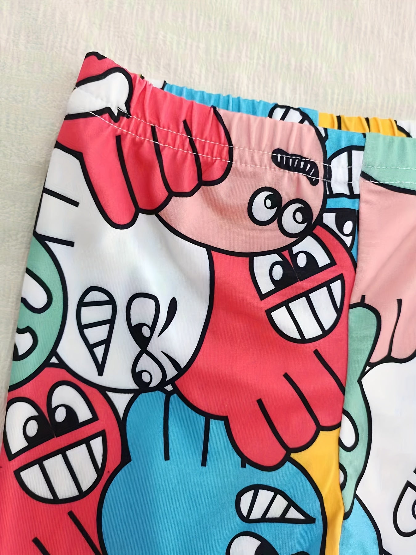 Girls Cartoon Print Leggings Comfortable Casual Pants For Kids Summer