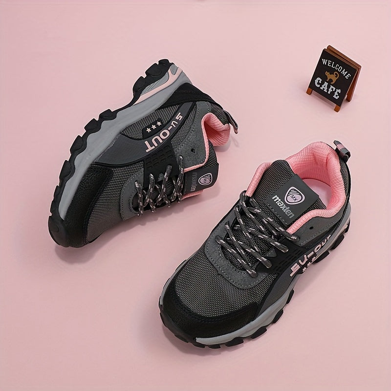 Girl's Knit Hiking Shoes Comfy Lace Up Sneakers