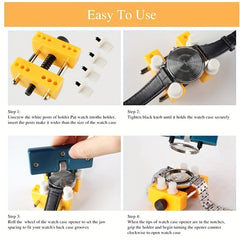 Adjustable Watch Replacement Tool Kit for Watch Back Remover Opener & Repair
