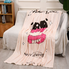 Warm Thank You Printed Flannel Blanket for Sofa Office Bed Camping & Travel