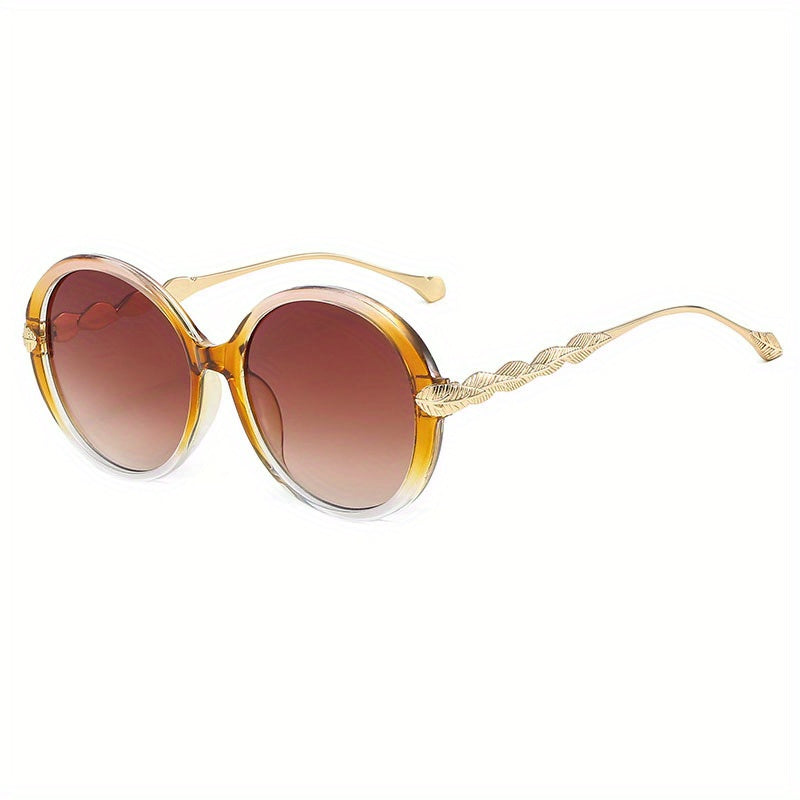 Gradient Frame Sunglasses Leaf Metal Temple UV400