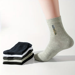 10 Pairs Men's Solid Crew Socks Breathable Comfy Casual Unisex Socks