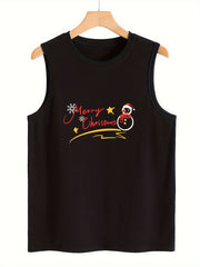 Snowman & Snowflake Pattern Stretchy Sports Vest Sleeveless Top