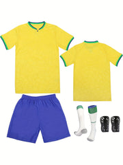 Boys Football Suit: Jersey, Shorts, Socks, Knee Pads