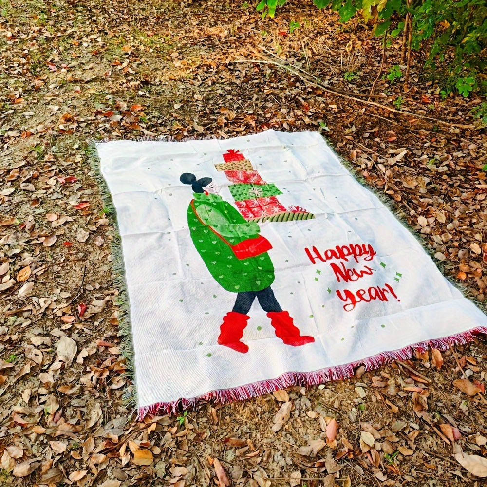 Outdoor Camping Christmas Decoration Tassel Blanket