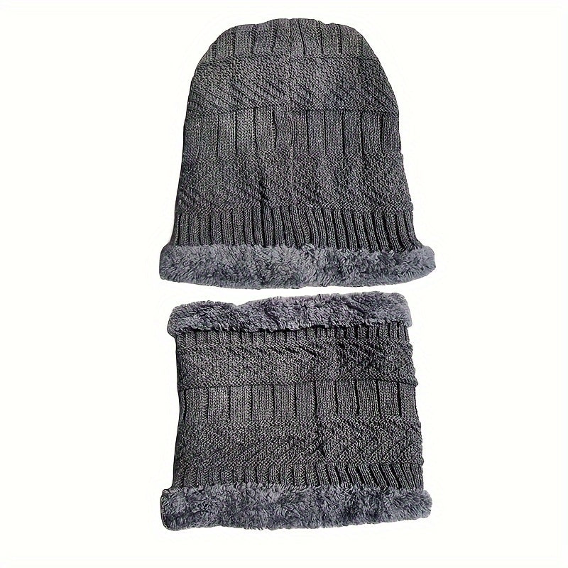 Velvet Winter Beanie Hat & Scarf Set for Men and Women