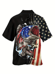 Men's 3D Fish Print Bowling Shirt Short Sleeve Summer Casual Button Up Shirt