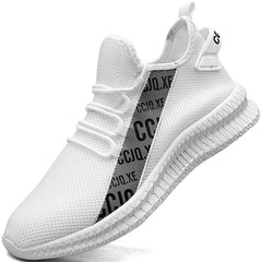 Men's Mesh Slip-On Sneakers with Shoelaces Breathable Lightweight Shoes