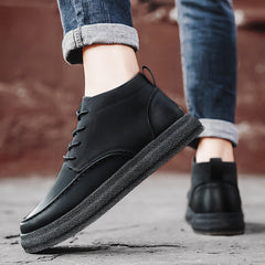 Men's PU Lace Up Short Boots for Winter