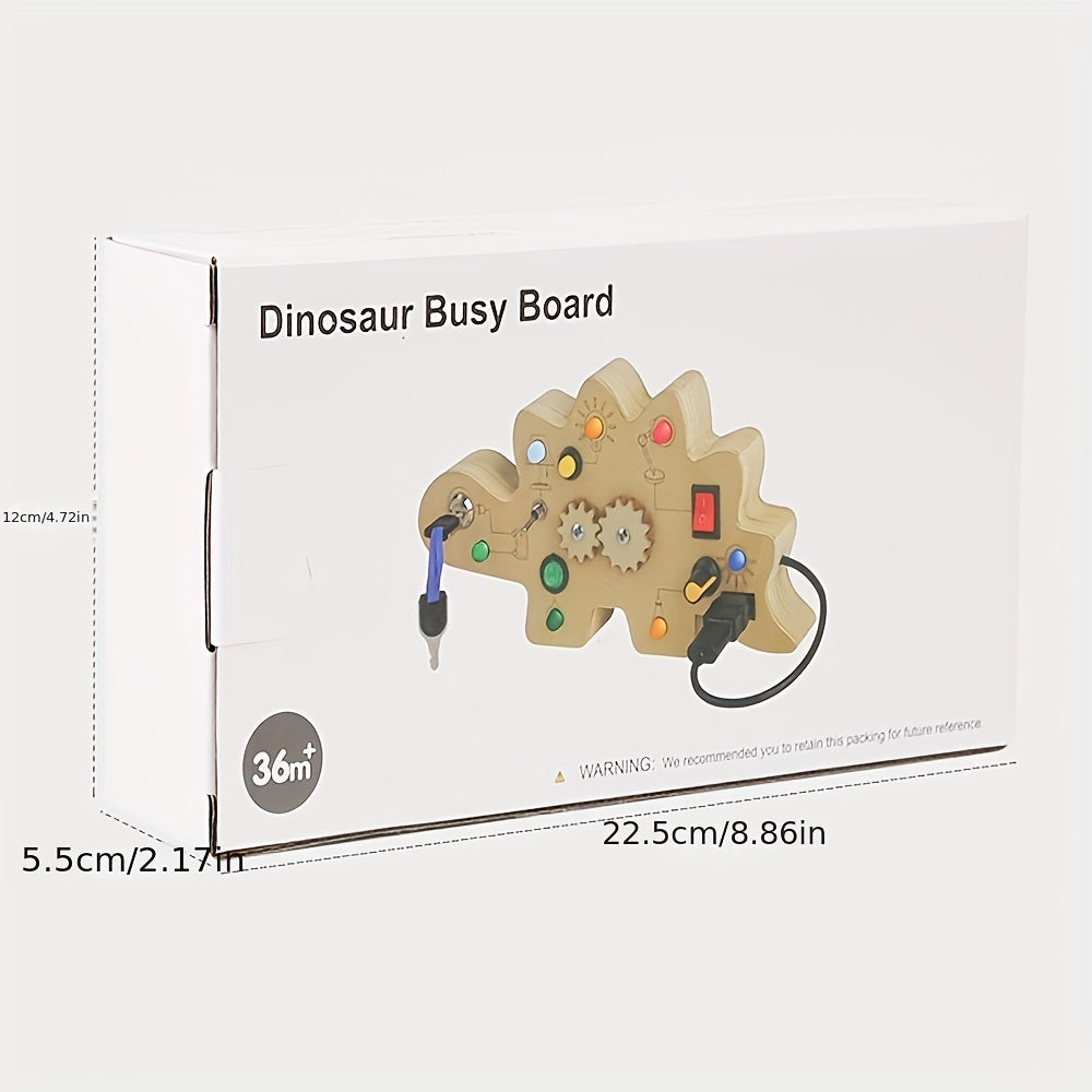 LED Wooden Dinosaur Busy Board Light Switch Sensory Board Montessori Toys