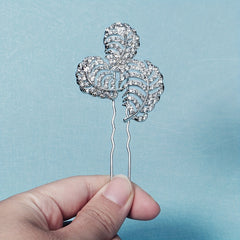 Rhinestone Leaf Hair Pin Bridal Wedding Accessory