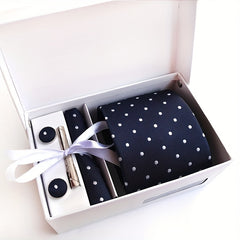 Men's Polka Dot Formal Tie Set with Accessories