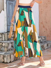 Geo Pattern Wide Leg Pants High Waist Random Print Casual Pants Women's Clothing