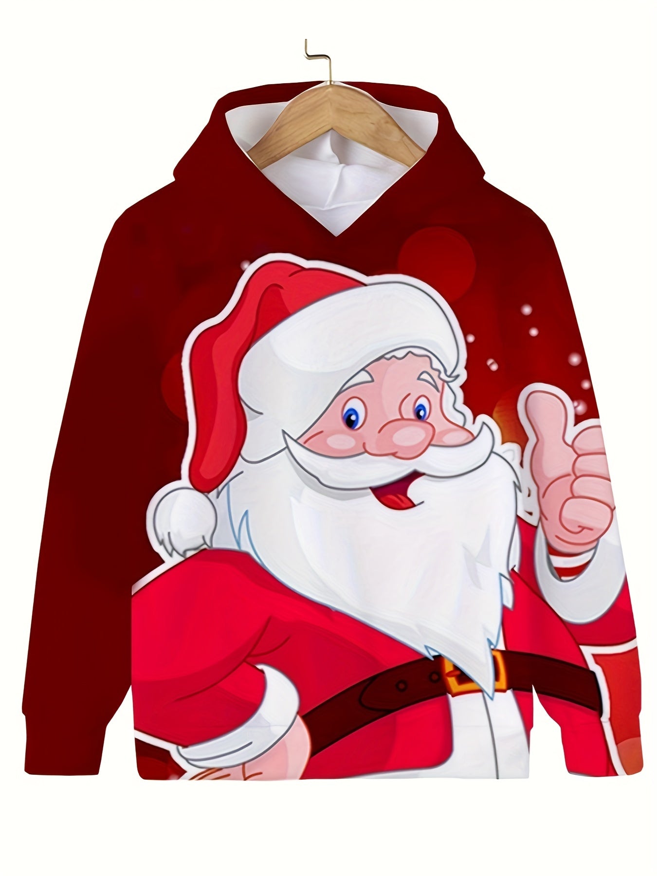 Cartoon Santa Claus Graphic Hooded Sweatshirt Kids Christmas