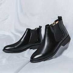 Men's Retro Chelsea Boots Pointed Toe Slip On High Top Boots