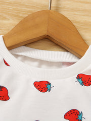 Baby Girls Toddler Strawberry Graphic Print Long Sleeve T-shirt